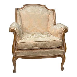 1970s Vintage Silk and Cane Sitting Chair For Sale