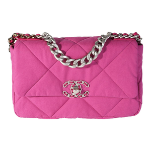 Fuchsia Quilted Cotton Medium Chanel 19 Flap Bag