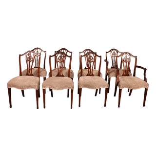 Vintage Chairs and Two Armchairs in Mahogany, 1800s, Set of 8 For Sale