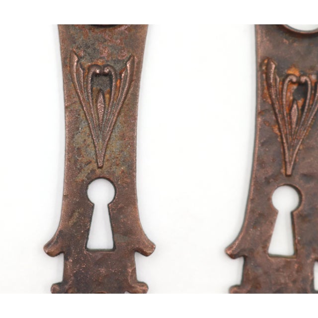 Arts & Crafts Pair of 1930s Pembroke Lockwood Cast Iron Door Back Plates For Sale - Image 3 of 5