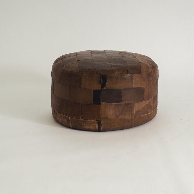 Vintage Leather Patchwork Ottoman, 1960s For Sale - Image 6 of 15