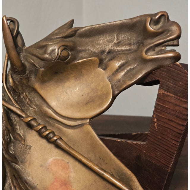 Industrial Vintage St. Louis Car Company Brass Horse‑Head Ashtray – Railway Industrial Decor For Sale - Image 3 of 12