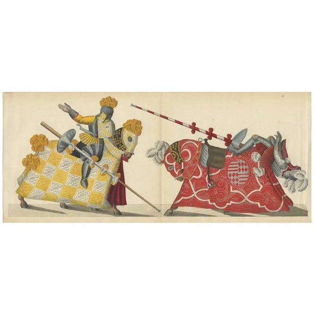Von Reibisch, Ornate Jousting Knights with Heraldry, 1842, Print For Sale - Image 6 of 6