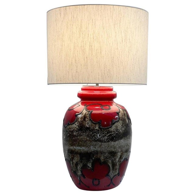 Ceramic Mid-Century Modern Red and Black Ceramic Table Lamp, 1960s For Sale - Image 7 of 7