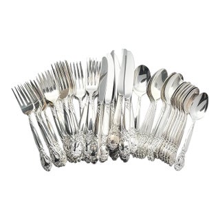 1970s Oneida “Ballard-Country Lane” 45-Piece Silverplated Flatware Set, Service for 8 For Sale