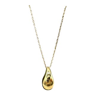 Teardrop Necklace 10kt Yellow Gold 18in Hollow New For Sale