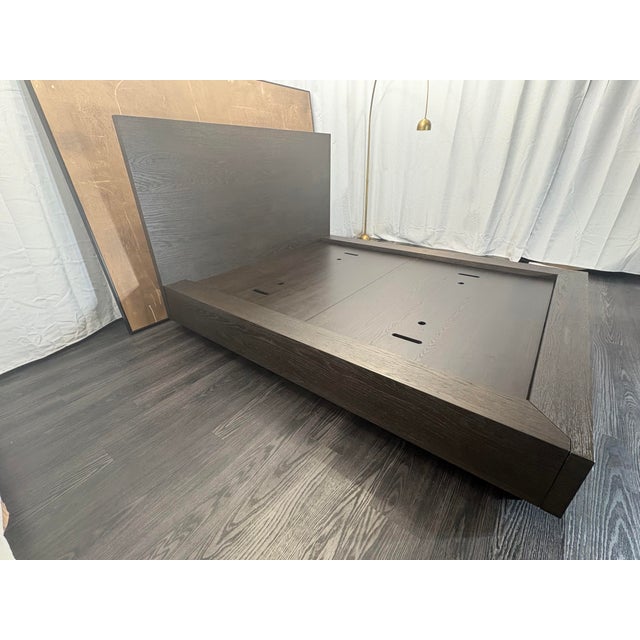 Rh Machinto Panel Bed – Queen | 50" Headboard | Brown Oak For Sale - Image 9 of 18