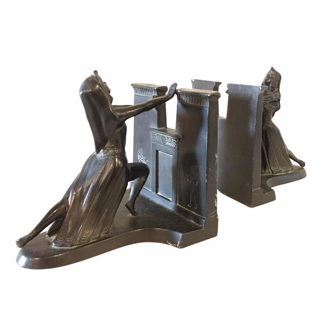 Antique Art Deco Egyptian Revival “Queen of the Nile” Bookends by L