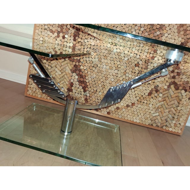 Chrome Experience Motion in Design With This Vintage Italian Mechanical Mod Glass Top Extending 2 Arm Cocktail Table For Sale - Image 8 of 12