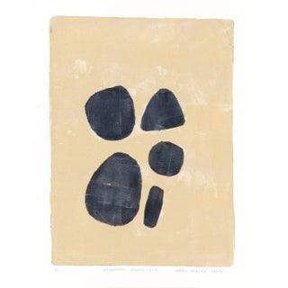 Neuropathic Jewels-01 Monoprint Original 9*12 Abstract Modern Art Geometry Black Almond by Carrie Bergey For Sale
