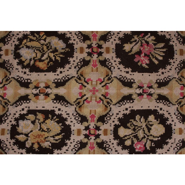 Vintage Kerman Lavar Persian Rug in Black and Beige-Brown Floral Pattern For Sale In New York - Image 6 of 7