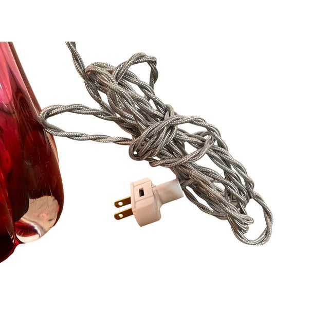 Val Saint Lambert Pink Crystal Table Lamp With Custom Silk Shade, C. 1950s For Sale - Image 12 of 12