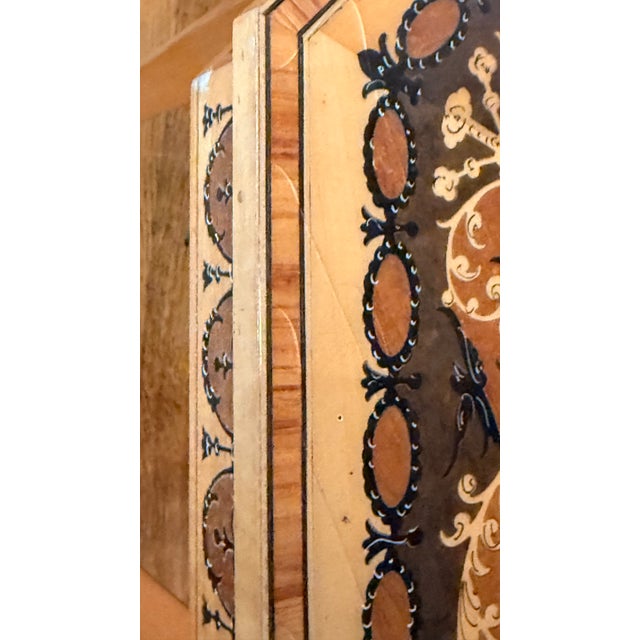Brown Vintage Italian Marquetry Octagonal Music Box Table With Reuge Swiss Movement For Sale - Image 8 of 15