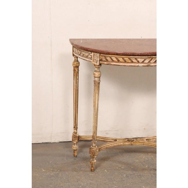 French Petite French Marble Top Demi-Lune, 19th C. For Sale - Image 3 of 12