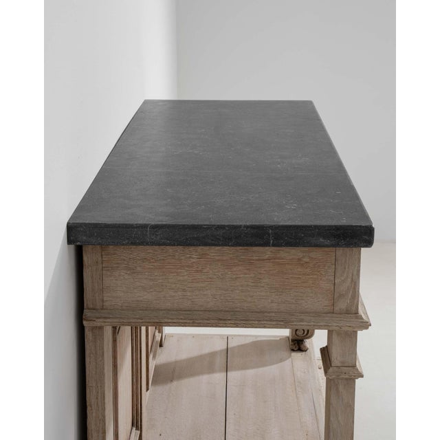 19th Century Oak Neoclassical Console Table With Belgian Bluestone Top For Sale - Image 4 of 9