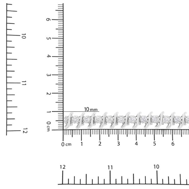 .925 Sterling Silver 3 cttw Diamond "S" Link Bracelet (I-J Clarity, I2-I3 Color) - Size 7.5" For Sale In New York - Image 6 of 6