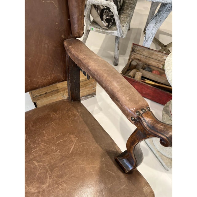 Brown 18th Century French Leather Reclining Chair For Sale - Image 8 of 9