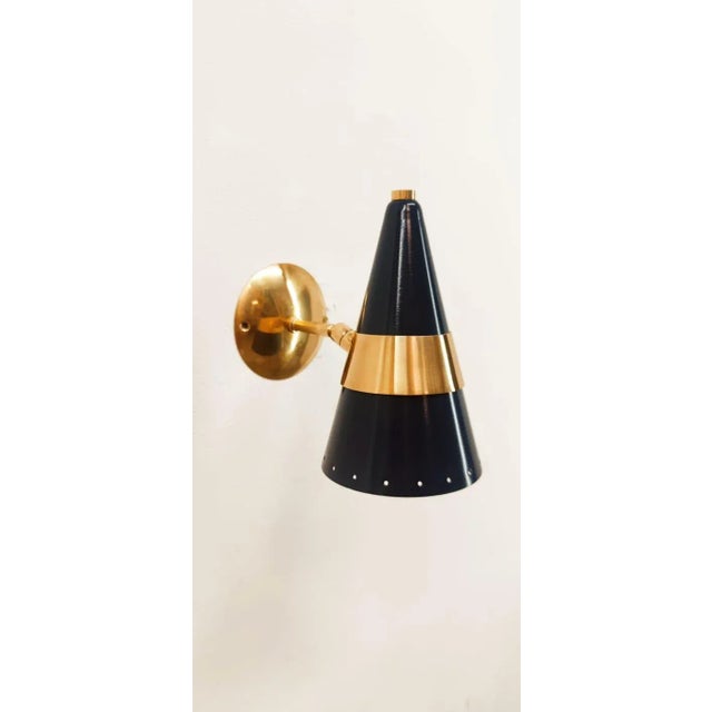 Metal Blue & Gold Adjustable Sconce For Sale - Image 7 of 7