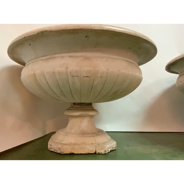 Imagine this pair of impressive marble urns complementing your home. Their smooth surface overflowing with your floral...