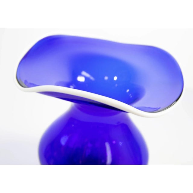 Mid 20th Century Vintage Blue Art Glass Murano Vase For Sale - Image 4 of 7