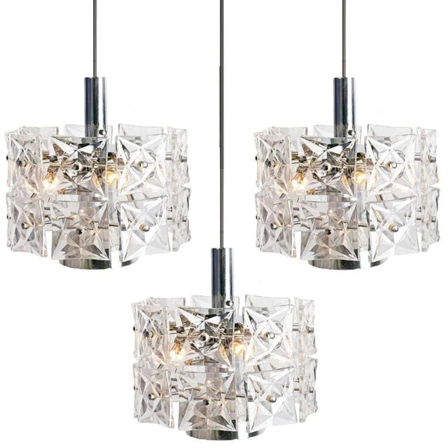 Large Nickel Crystal Glass Flush Mount Lights from Kinkeldey, 1970 For Sale - Image 16 of 18