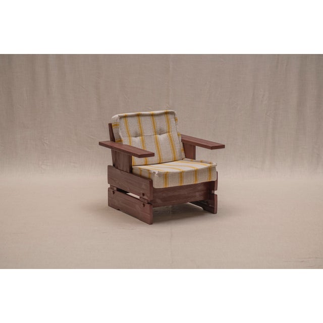 Brutalist Armchair in High-Gloss Burgundy Wood, 1960s For Sale - Image 13 of 13