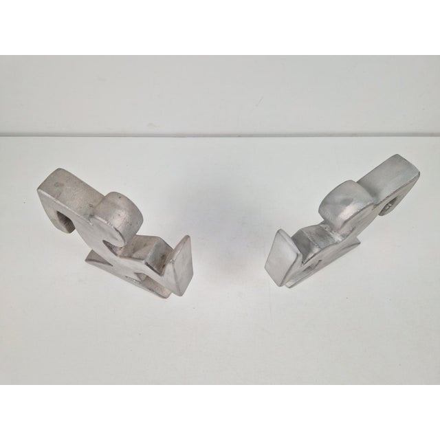 Metal La Linea Bookends by Osvaldo Cavandoli, Set of 2 For Sale - Image 7 of 8