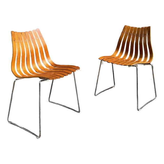 Mid 20th Century Pair of Attributed Hans Brattrud Teak Bentwood “Scandia” Chairs for Hove Mobler For Sale