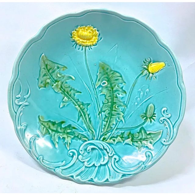 Traditional Antique Dandelion Majolica Compote For Sale - Image 3 of 6
