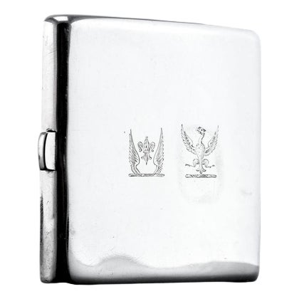 Antique Victorian Curved and Crested Silver Cigarette Case, London, United Kingdom, 1894 For Sale