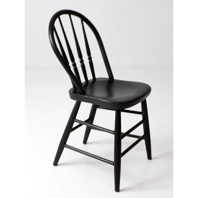 Vintage Black Painted Windsor Spindle Back Chair For Sale - Image 12 of 14