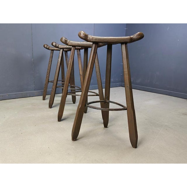 1960s Vnitage Brutalist Bar Stools, 1960s, Set of 4 For Sale - Image 5 of 13