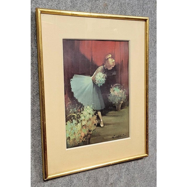 Juan Giralt Lerin: Watercolor of a Ballerina, Art Deco period, circa 1930 attractive gilt frame signed lower right 50 x 42 cm