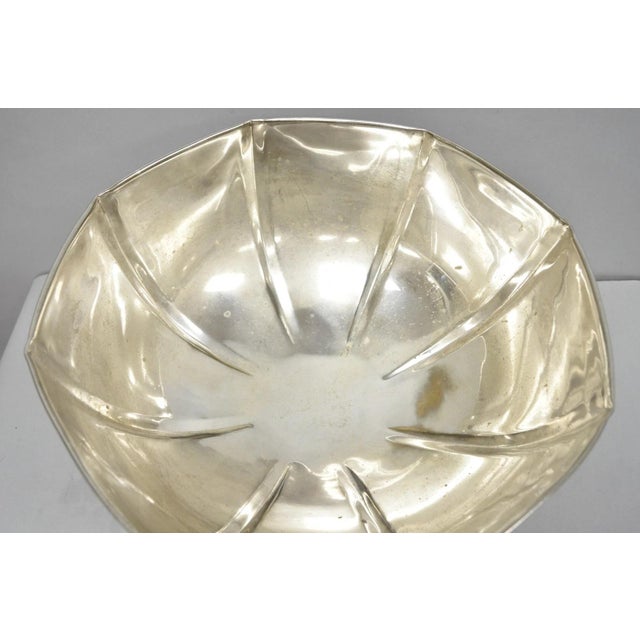 Vintage Modern Regency Style Silver Plated Pedestal Punch Bowl W 12 Hanging Cups For Sale - Image 11 of 18