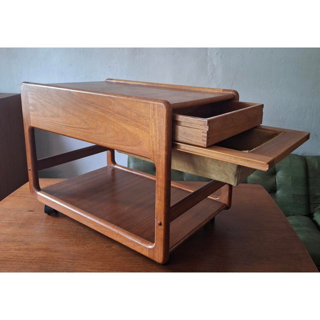 Mid-Century Modern Multifunction Teak Serving Bar Cart from Vildbjerg Møbelfabrik, Denmark, 1960s For Sale - Image 3 of 15