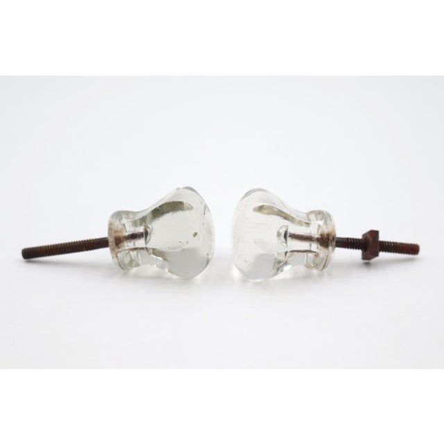 Traditional Pair of Vintage 1 In. Hexagon Clear Glass Cabinet Knobs For Sale - Image 3 of 4