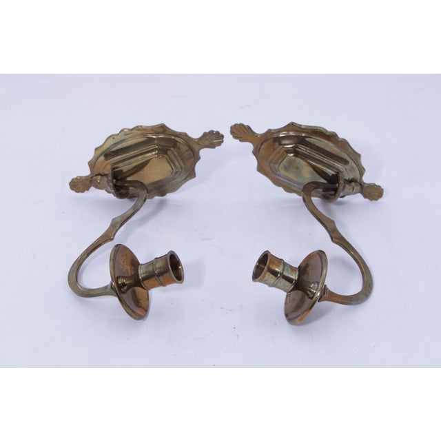 Traditional Pair of Mottahedeh Brass Winterthur Candle Sconces For Sale - Image 3 of 12