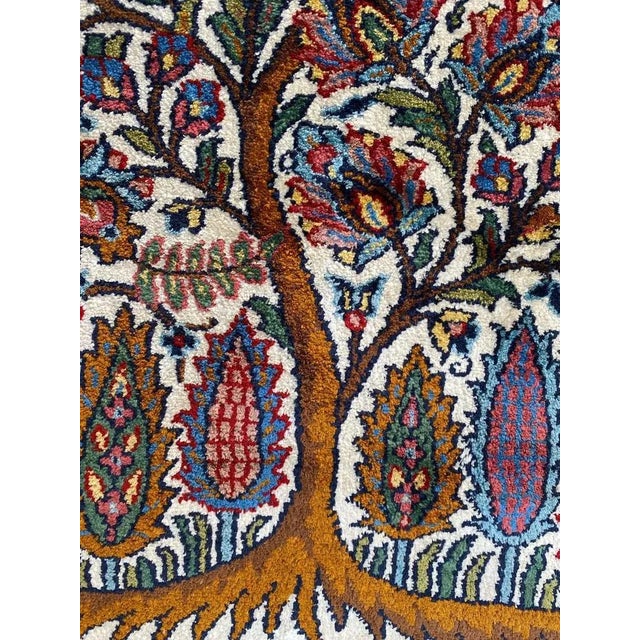 Small Vintage Indian Fine Silk Rug For Sale - Image 6 of 18