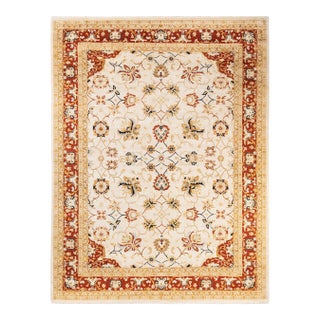 Eclectic, One-of-a-Kind Hand-Knotted Area Rug - Ivory, 9' 0" x 11' 10" For Sale