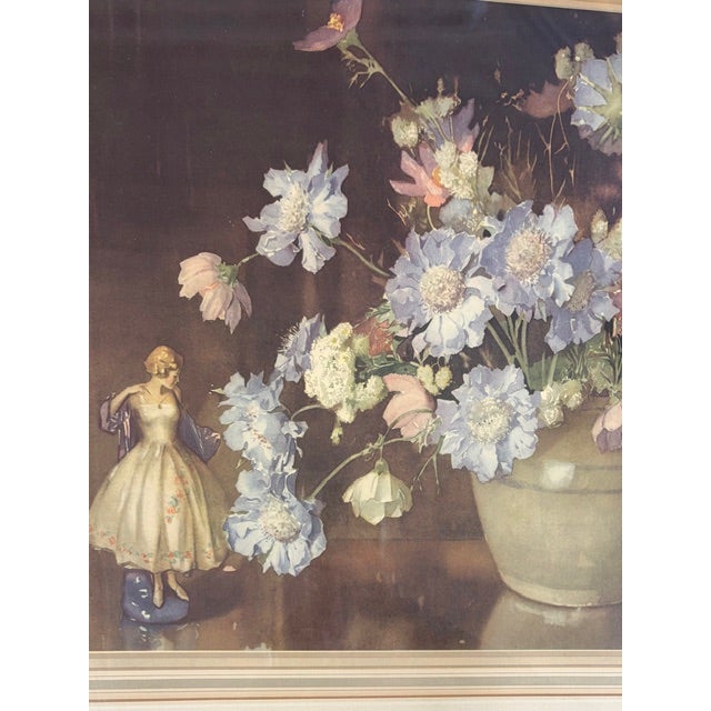 Art Deco 1930's Still Life Botanical Print by British Artist Edwin Byatt in Original Gilt Wood Frame For Sale - Image 3 of 5