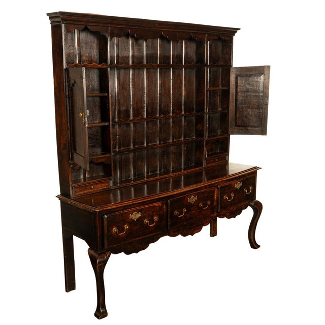 Antique All Period Georgian Queen Anne Carved Oak Welsh Dresser Plate Rack 1750 For Sale - Image 4 of 13