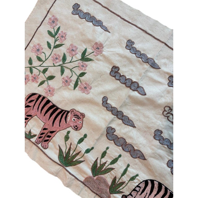 Pink Tiger Suzani Wall Hanging For Sale - Image 4 of 5