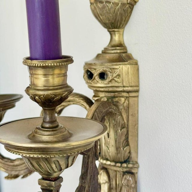 Napoleon III Gilt Bronze 2-Branch Candle Sconces, Mid-19th Century, Set of 2 For Sale - Image 12 of 15