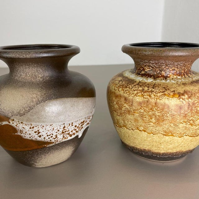 Vintage Pottery Fat Lava Vases attributed to Scheurich, Germany, 1970s, Set of 3 For Sale - Image 14 of 18