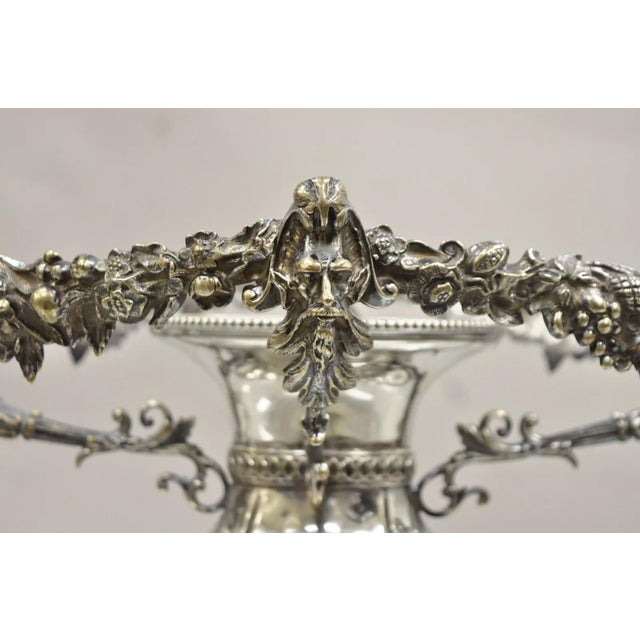 Antique French Renaissance/Victorian Silver Plated Figural Centerpiece Bowl Pedestal Base (No glass insert). Item features...