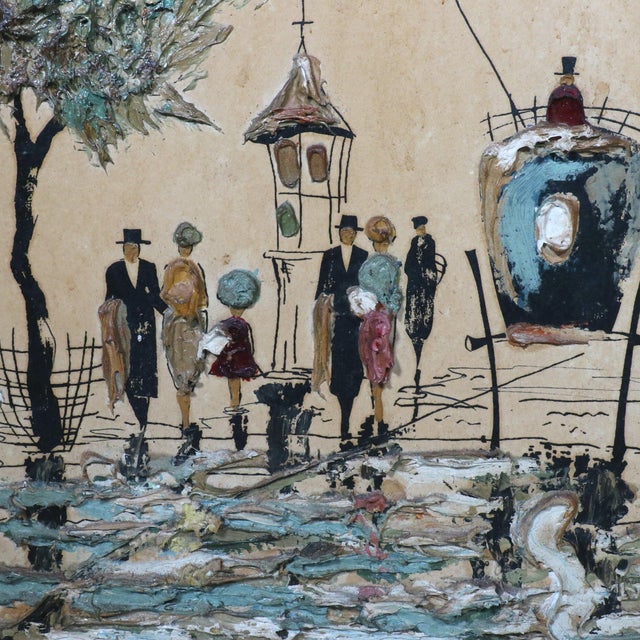 Original oil painting, a French street scene. Signed by listed American artist Elmo Gideon. Original frame and matting....