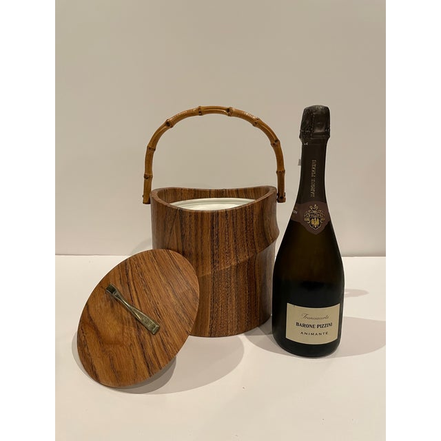 1970s Vintage Ice Bucket With Bamboo Handle For Sale - Image 5 of 6