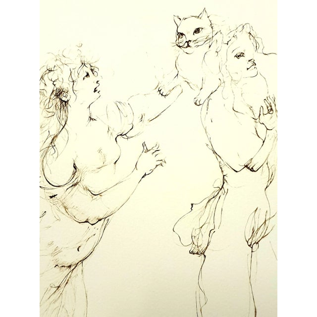 Wood Leonor Fini - Playful Cat - Original Handsigned Lithograph 1986 For Sale - Image 7 of 9