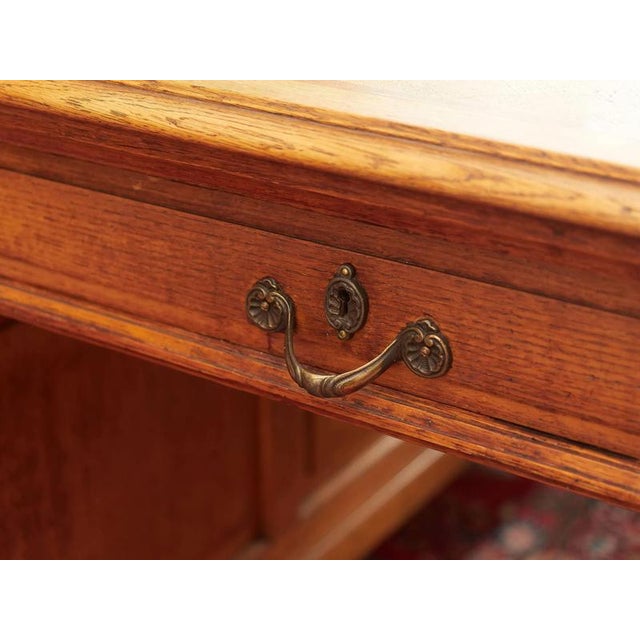 Brown Large Antique Oak Desk For Sale - Image 8 of 14