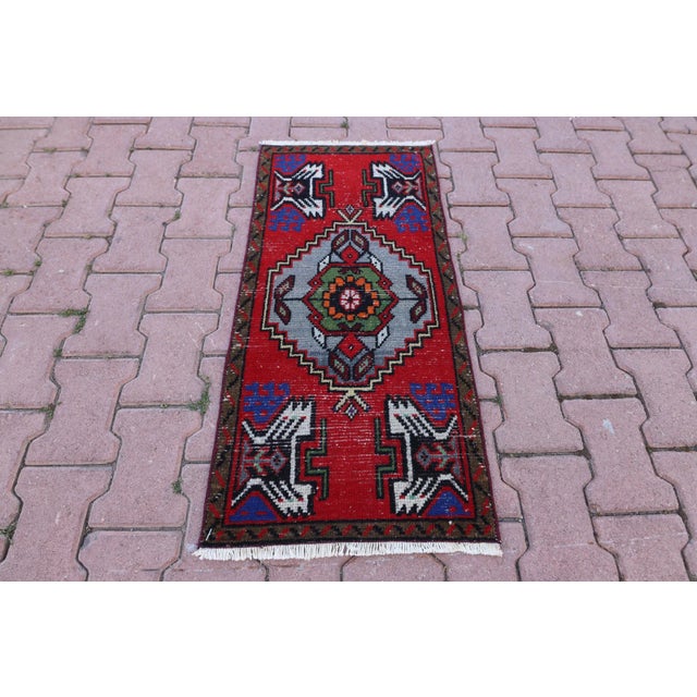1960s Turkish Vintage Hand Knotted Doormat Rug For Sale - Image 13 of 13